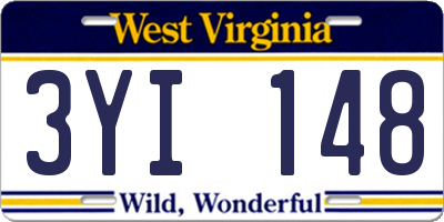 WV license plate 3YI148