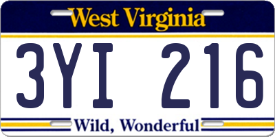 WV license plate 3YI216