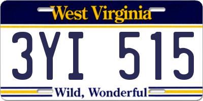 WV license plate 3YI515