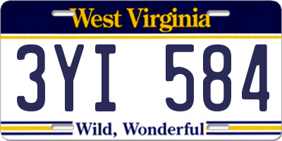 WV license plate 3YI584