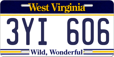 WV license plate 3YI606