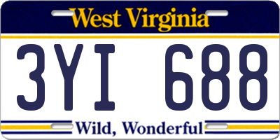 WV license plate 3YI688
