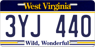 WV license plate 3YJ440