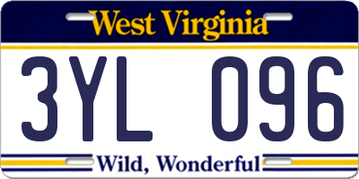 WV license plate 3YL096