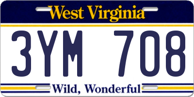 WV license plate 3YM708