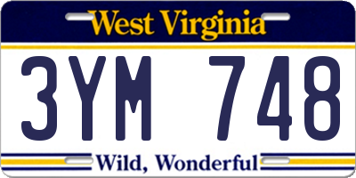 WV license plate 3YM748