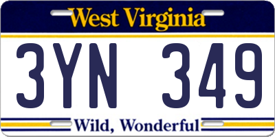 WV license plate 3YN349