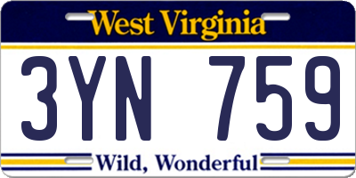 WV license plate 3YN759