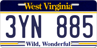 WV license plate 3YN885