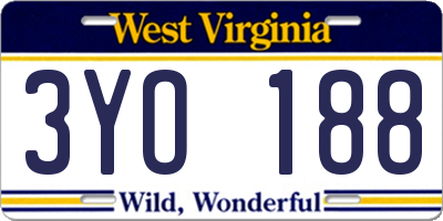 WV license plate 3YO188