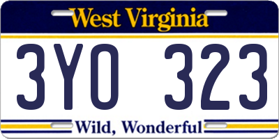 WV license plate 3YO323