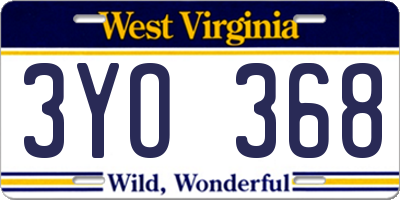 WV license plate 3YO368