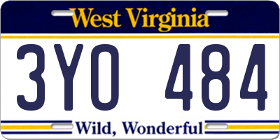 WV license plate 3YO484