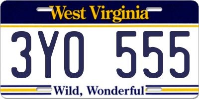 WV license plate 3YO555