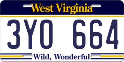 WV license plate 3YO664