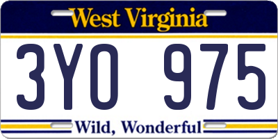 WV license plate 3YO975