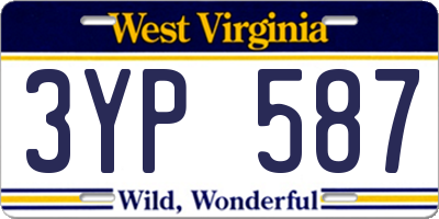 WV license plate 3YP587