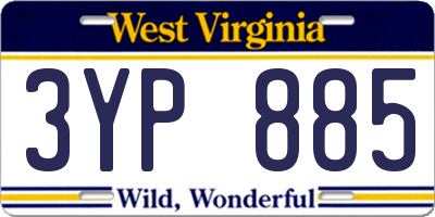 WV license plate 3YP885