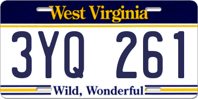 WV license plate 3YQ261