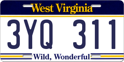 WV license plate 3YQ311