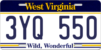WV license plate 3YQ550