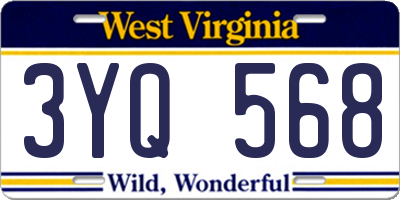 WV license plate 3YQ568