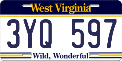WV license plate 3YQ597