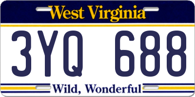 WV license plate 3YQ688