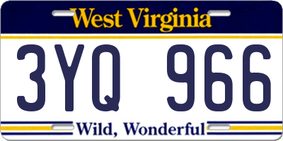 WV license plate 3YQ966