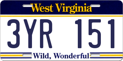 WV license plate 3YR151