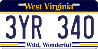 WV license plate 3YR340