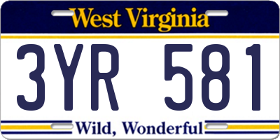 WV license plate 3YR581