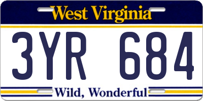 WV license plate 3YR684