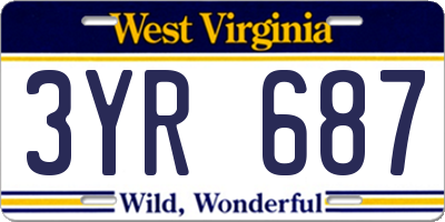 WV license plate 3YR687
