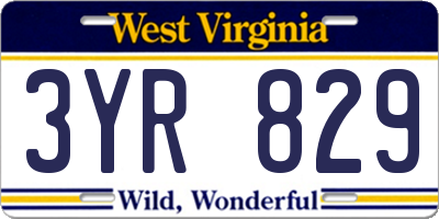WV license plate 3YR829