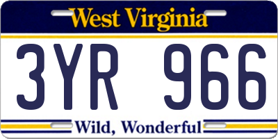 WV license plate 3YR966