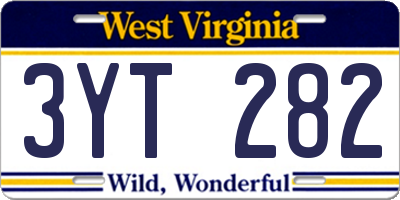 WV license plate 3YT282