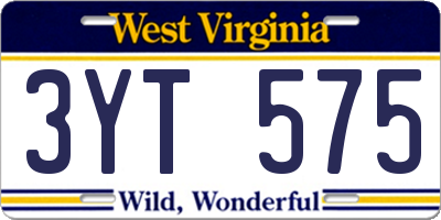 WV license plate 3YT575
