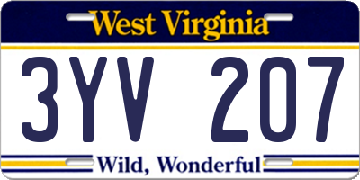 WV license plate 3YV207