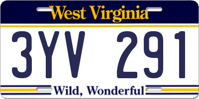 WV license plate 3YV291