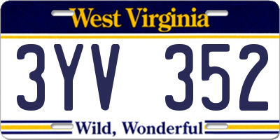 WV license plate 3YV352