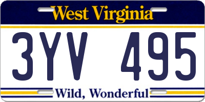 WV license plate 3YV495