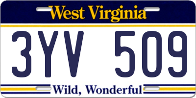WV license plate 3YV509