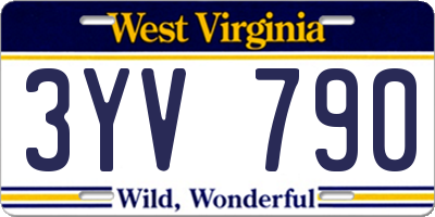 WV license plate 3YV790
