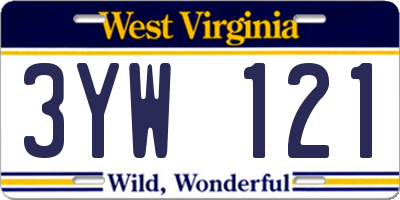 WV license plate 3YW121