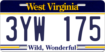 WV license plate 3YW175