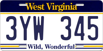 WV license plate 3YW345