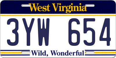 WV license plate 3YW654
