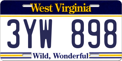 WV license plate 3YW898