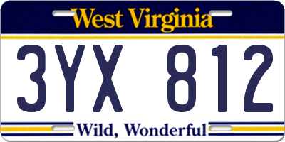 WV license plate 3YX812